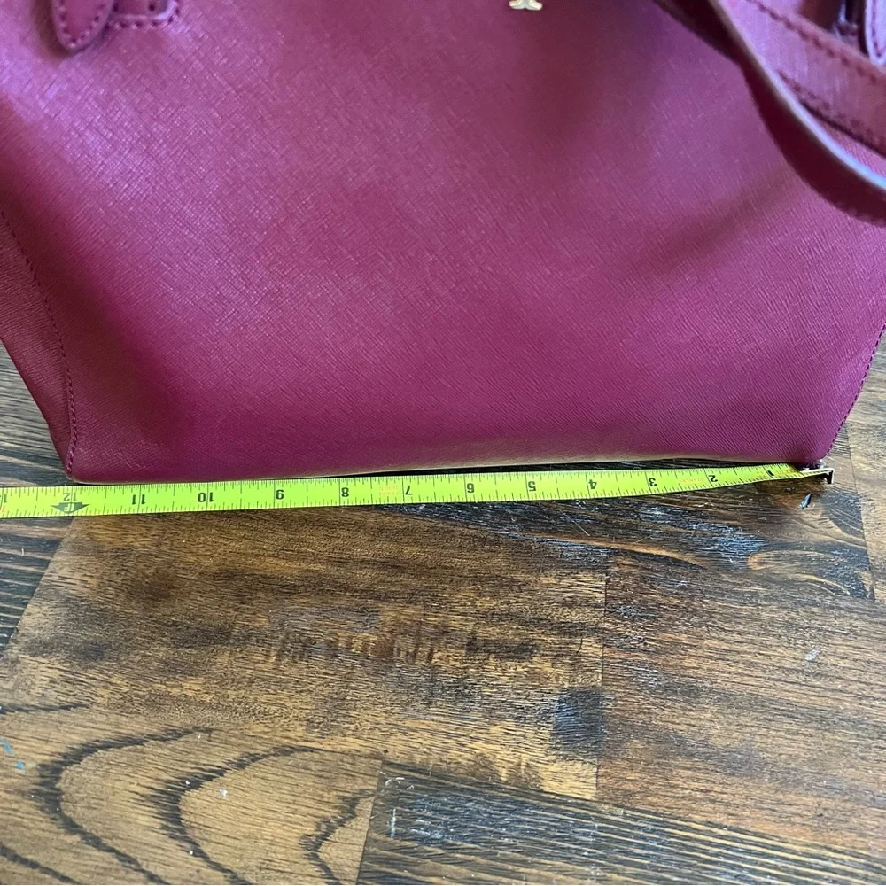 Tory Burch York Burgundy Saffiano Leather Tri Compartment Large Tote